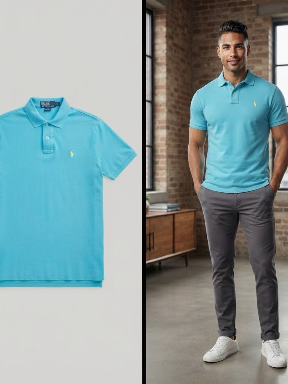Polo by Ralph Lauren Short-Sleeve Polo in Turquoise with Yellow Pony XL
